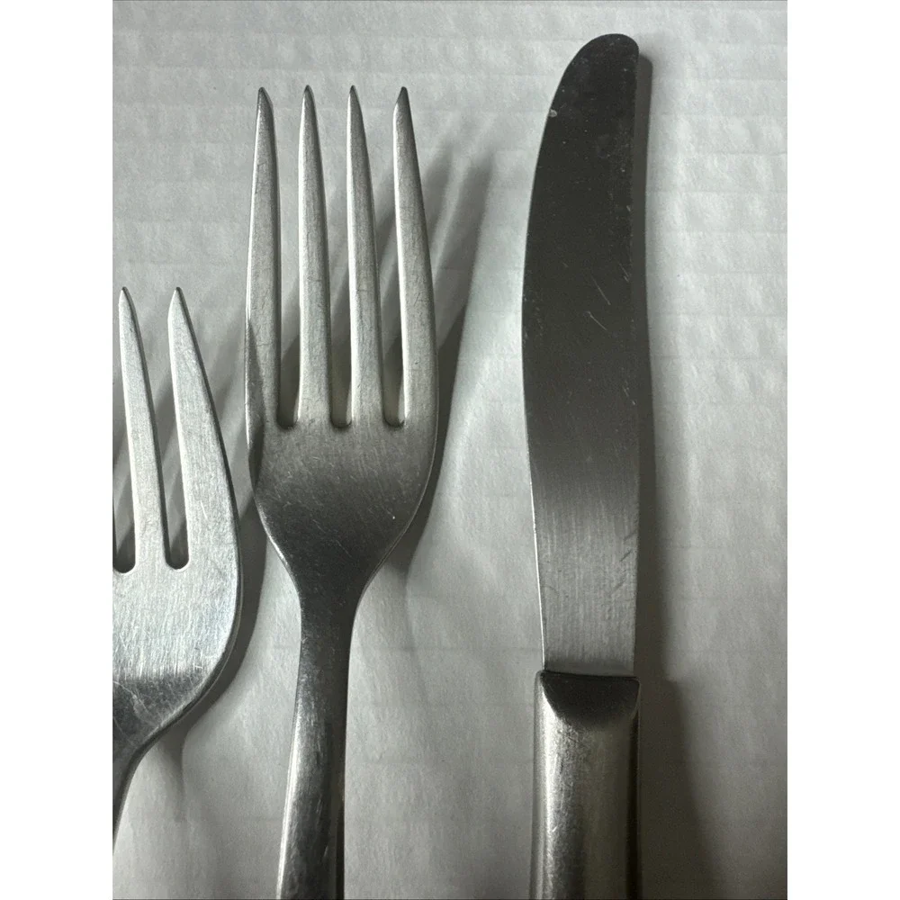Sears WOOD DALE Stainless Floral Flatware Teaspoon‎ Salad, Dinner Fork, Knife